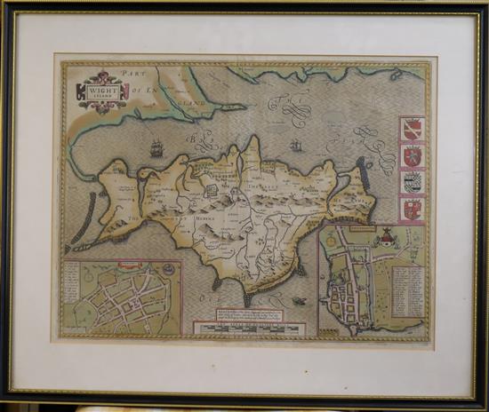 John Speede Map of Whight Island 15.75 x 20.75in.
